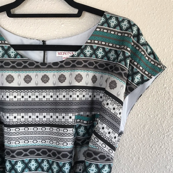 Merona Dress, XXL, Turquoise/Gray/Black - Picture 4 of 7